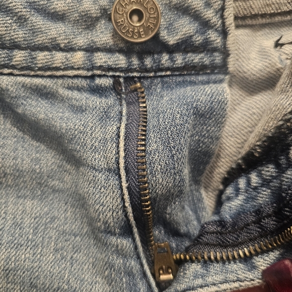 Charlotte Russe denim distressed long chic womens shorts size 10 - Picture 3 of 7